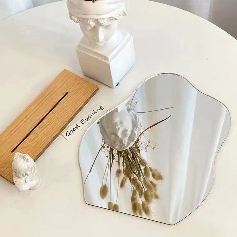 Cloud Shaped Vanity Mirror with Wooden Stand for Tabletop Desktop Use - photo 4