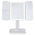 Triple-Fold LED Vanity Mirror with 10x Rotating Magnifier Light - photo 1