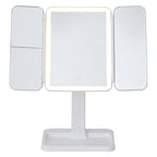 Triple-Fold LED Vanity Mirror with 10x Rotating Magnifier Light - photo 1