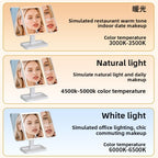Triple-Fold LED Vanity Mirror with 10x Rotating Magnifier Light - photo 3