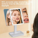 Triple-Fold LED Vanity Mirror with 10x Rotating Magnifier Light - photo 4