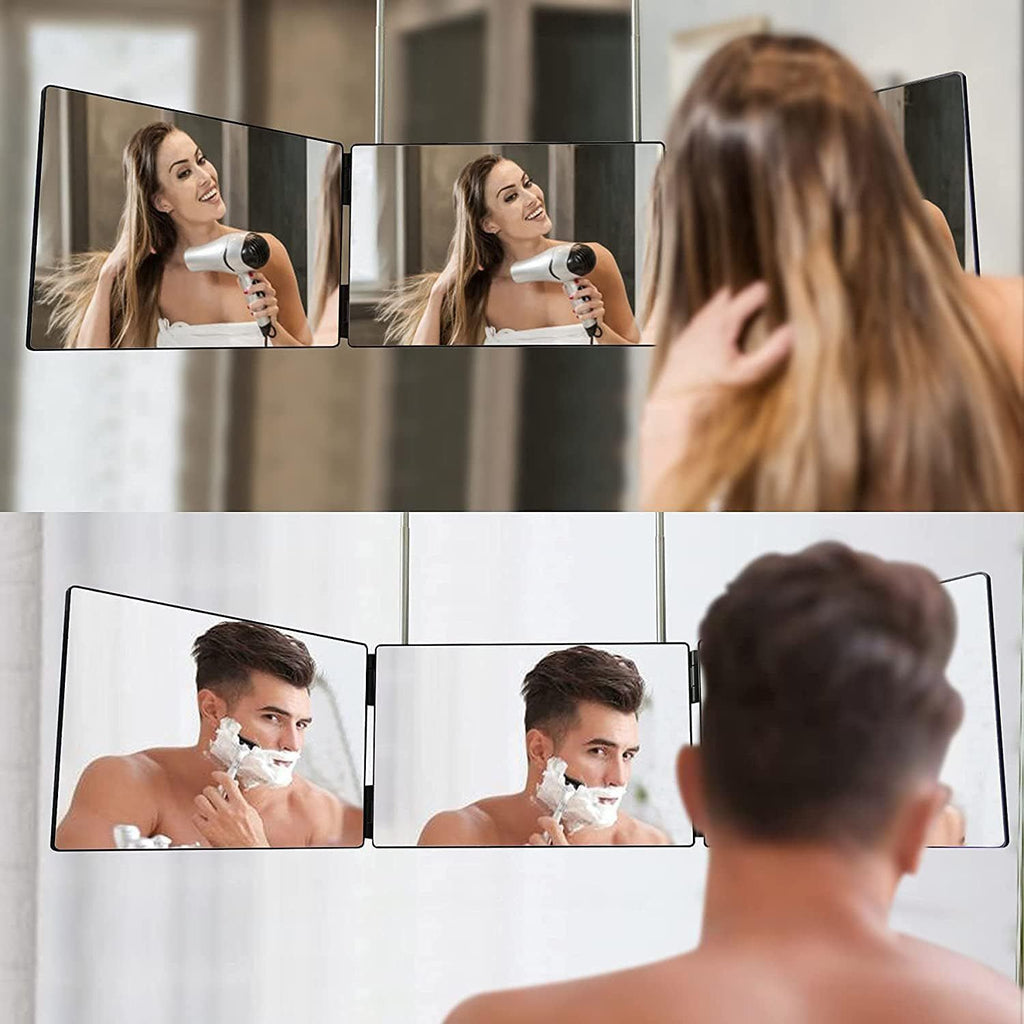 360 Degree Wall-Mounted Haircut Mirror with LED Lights & Hooks - photo 1