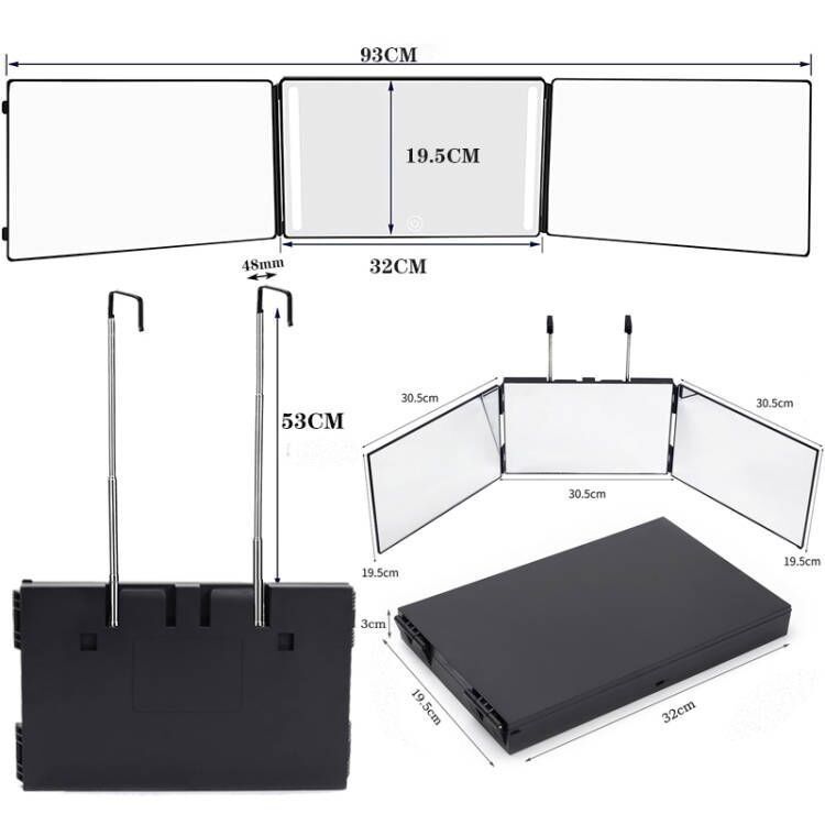 360 Degree Wall-Mounted Haircut Mirror with LED Lights & Hooks - photo 3