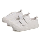 Kids White Canvas School Shoes - Plain Flat Everyday Footwear - photo 1