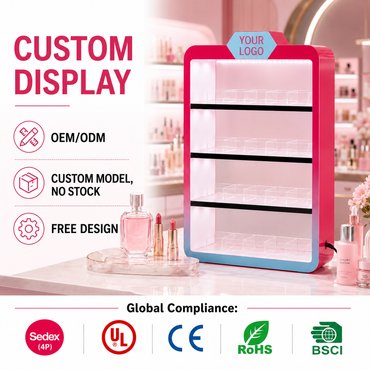 Multi-Layer LED Acrylic Clothes Rack - Foldable Freestanding Display - photo 1
