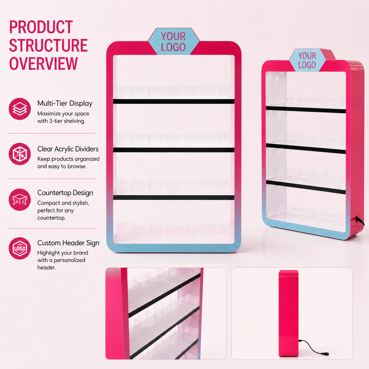 Multi-Layer LED Acrylic Clothes Rack - Foldable Freestanding Display - photo 2