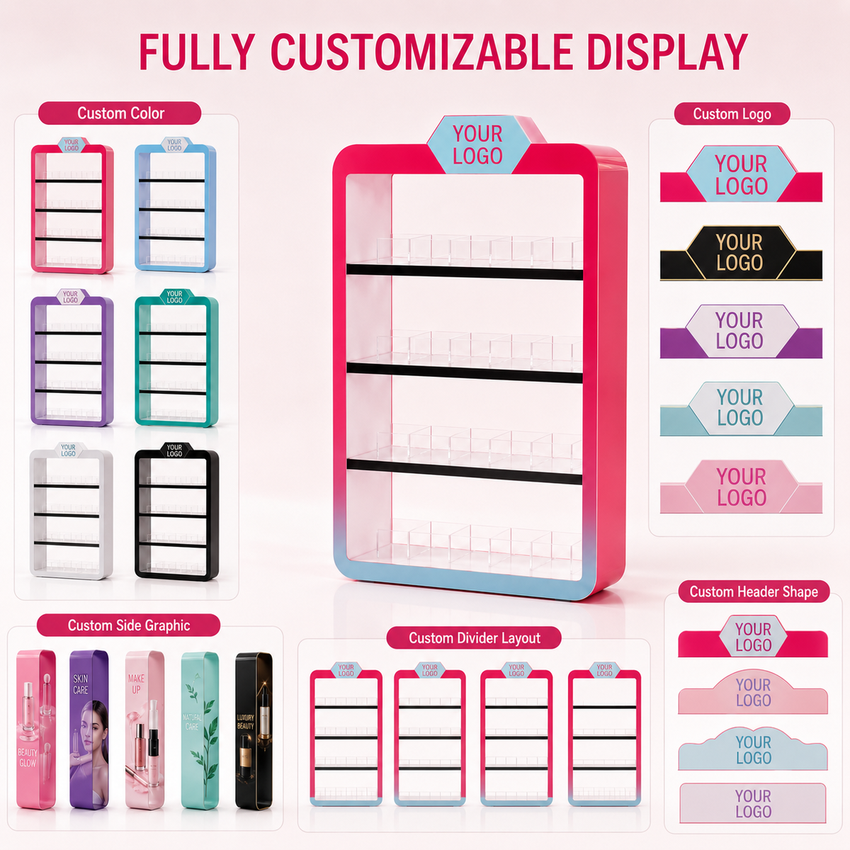Multi-Layer LED Acrylic Clothes Rack - Foldable Freestanding Display - photo 3