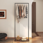 Freestanding Clothes Rack - Black Metal Garment Stand with Shelf - photo 2