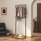 Freestanding Clothes Rack - Black Metal Garment Stand with Shelf - photo 3