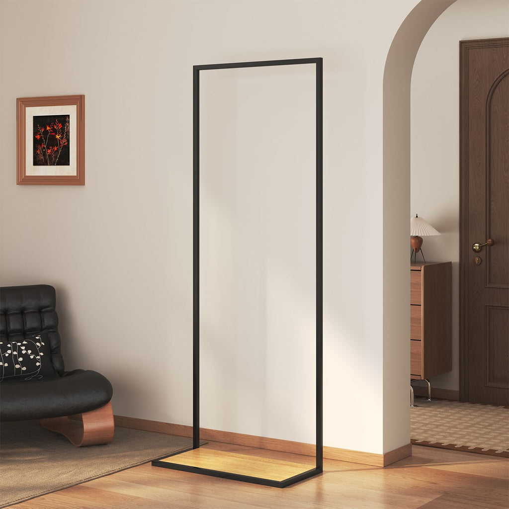 Freestanding Clothes Rack - Black Metal Garment Stand with Shelf - photo 4