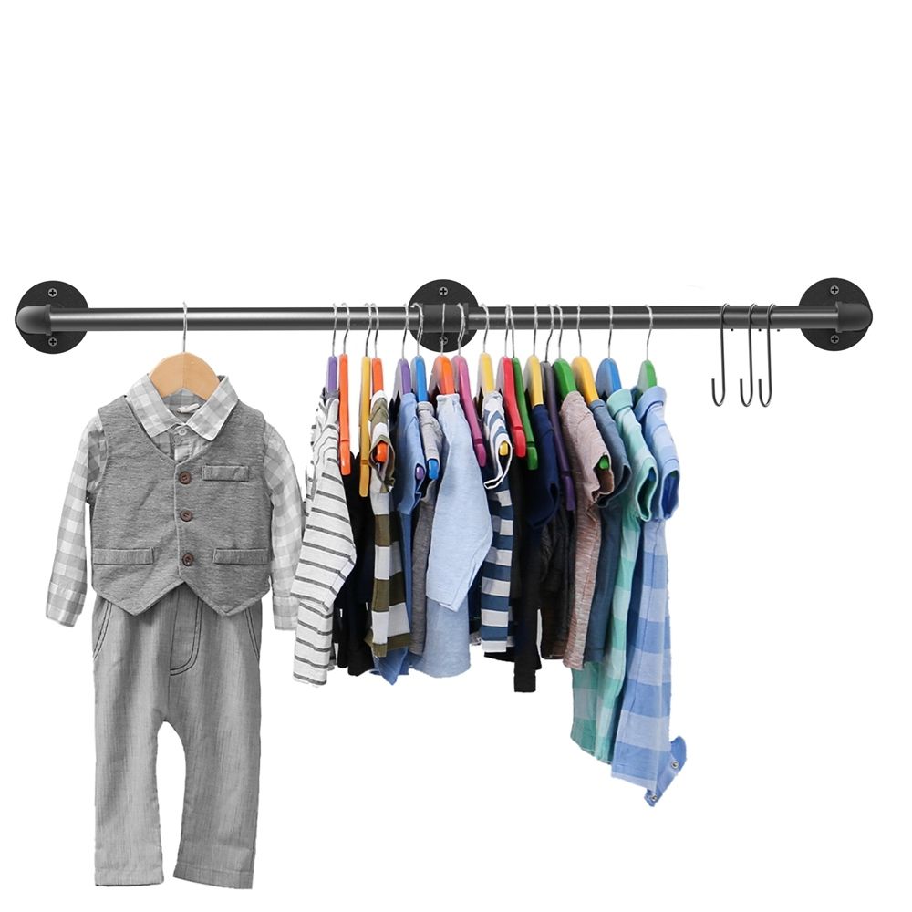 Industrial Pipe Clothes Rail - Wall Mounted Garment Rack 180cm - photo 1