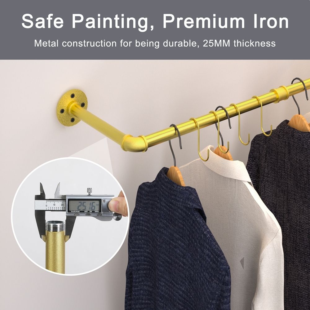 Industrial Pipe Clothes Rail - Wall Mounted Garment Rack 180cm - photo 3