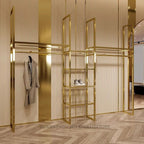 Freestanding Clothes Rack Gold Stainless Steel Display Stand - photo 3