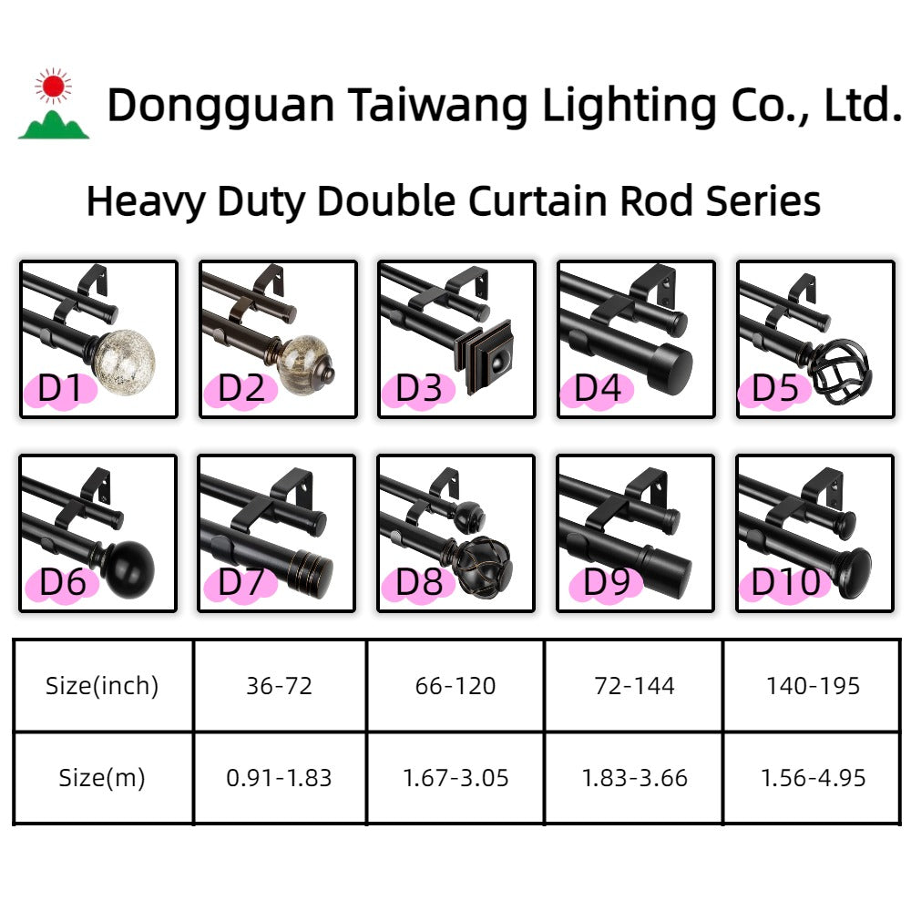 Curtain Rods Double 25mm Adjustable Extendable with Finials Set - photo 2