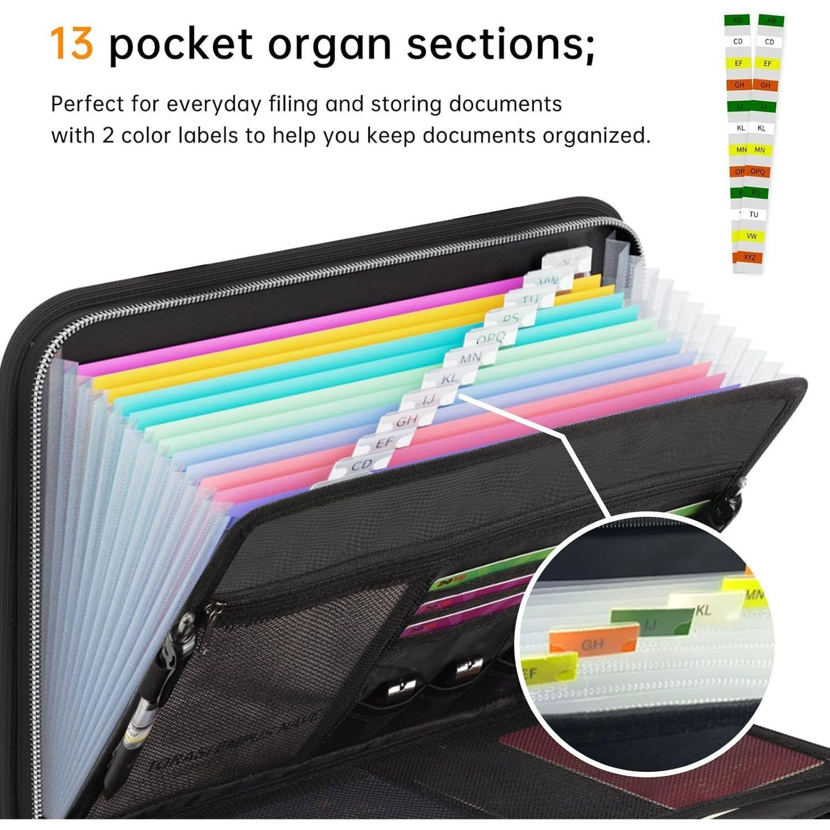 Expanding File Folder 13-Pocket Accordion Document Organizer Office - photo 4
