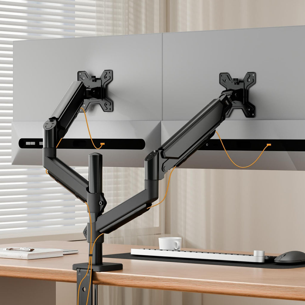 Dual Monitor Arm Desk Mount Adjustable Gas Spring Stand Riser - photo 1
