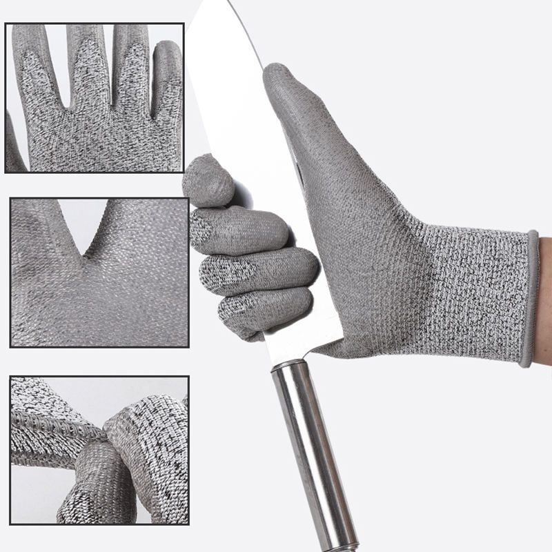 Cut Resistant Safety Work Gloves Grey Lightweight Breathable Grip - photo 4