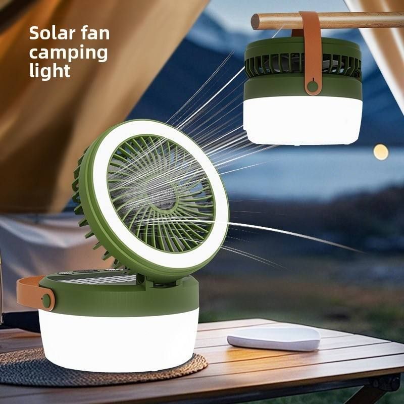 Solar LED Camping Lantern with Fan - Portable Folding Tent Light - photo 2