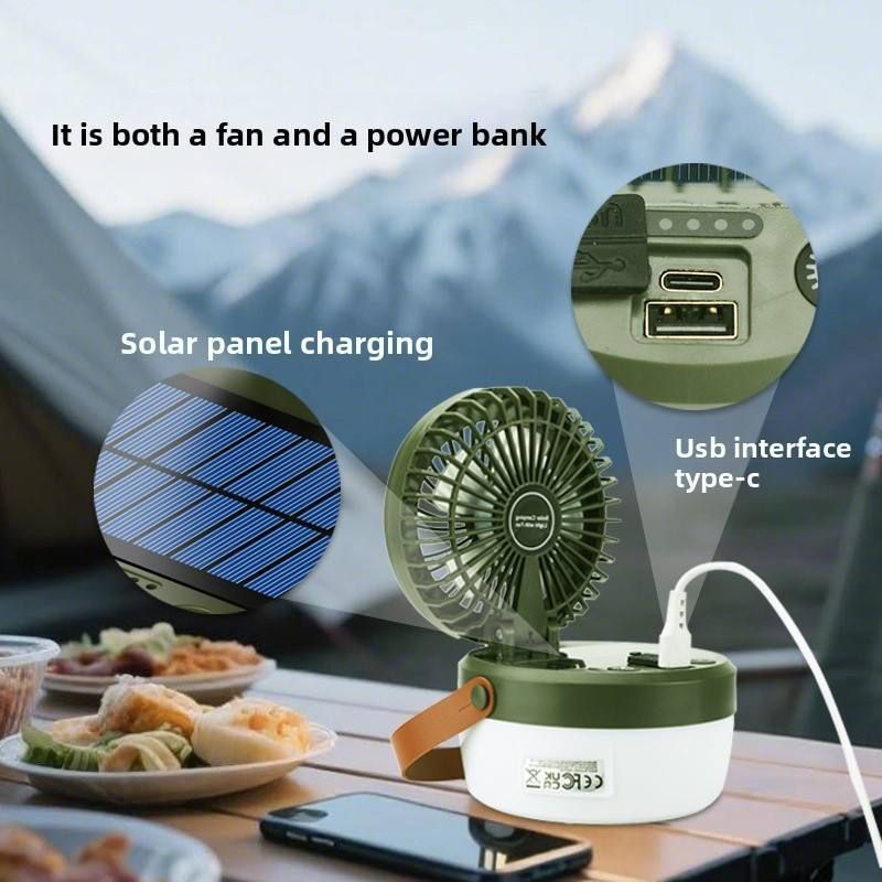Solar LED Camping Lantern with Fan - Portable Folding Tent Light - photo 4