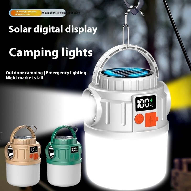 Solar Camping Lantern Dual LED White Red Rechargeable Outdoor Light - photo 1