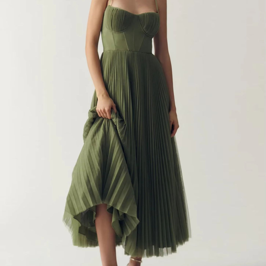 Off-Shoulder Suspender Maxi Dress Slim-Fit A-Line Skirt Style - photo 1