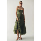 Off-Shoulder Suspender Maxi Dress Slim-Fit A-Line Skirt Style - photo 2