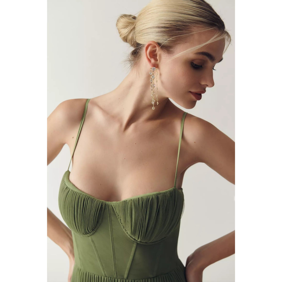 Off-Shoulder Suspender Maxi Dress Slim-Fit A-Line Skirt Style - photo 3