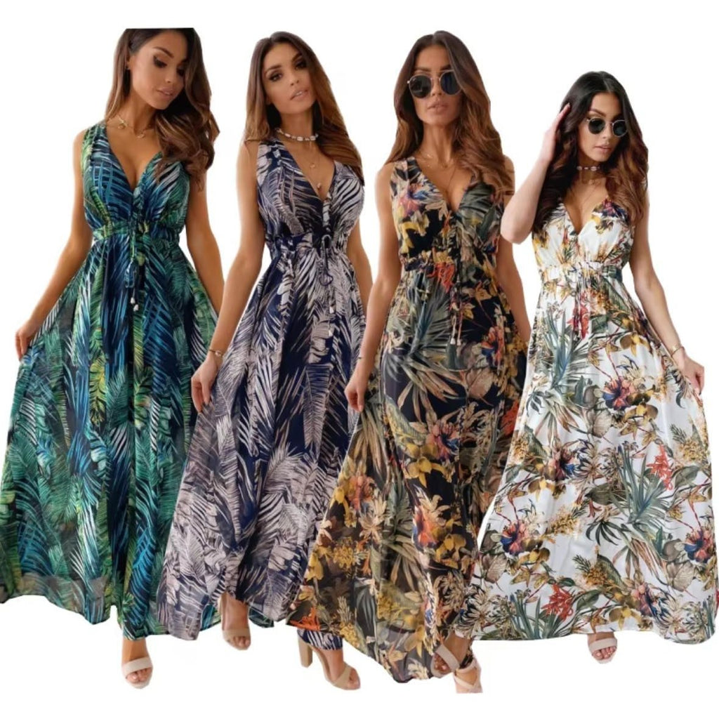 Boho Beach Maxi Dress - V Neck Floral Sundress for Women UAE - photo 1
