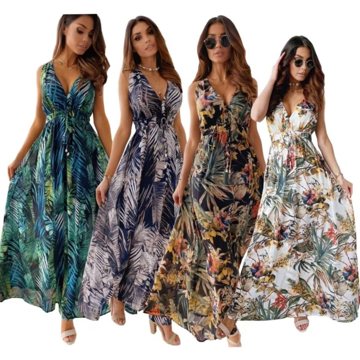 Boho Beach Maxi Dress - V Neck Floral Sundress for Women UAE - photo 1