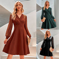 Women's Casual Loose Dress - Long Sleeve Solid Color Summer Wear - photo 1