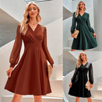 Women's Casual Loose Dress - Long Sleeve Solid Color Summer Wear - photo 1