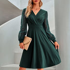 Women's Casual Loose Dress - Long Sleeve Solid Color Summer Wear - photo 3