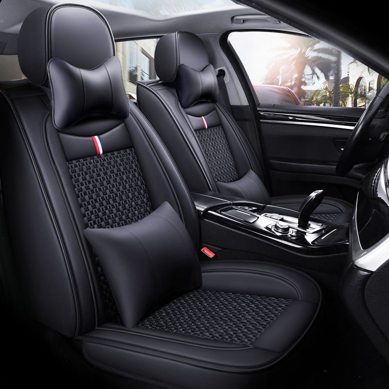 Universal Car Seat Covers Full Set PU Leather Ice Silk for 5 Seats - photo 1