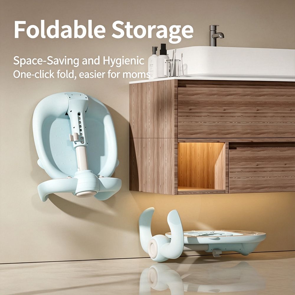 Baby Foldable Bath Support Seat - Adjustable Infant Bath Holder - photo 3