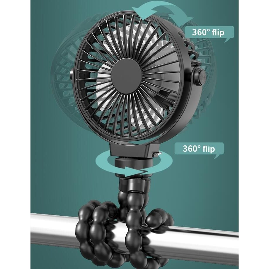 Flexible Clip Fan USB Rechargeable Tripod Mini Fan for Stroller - photo 1