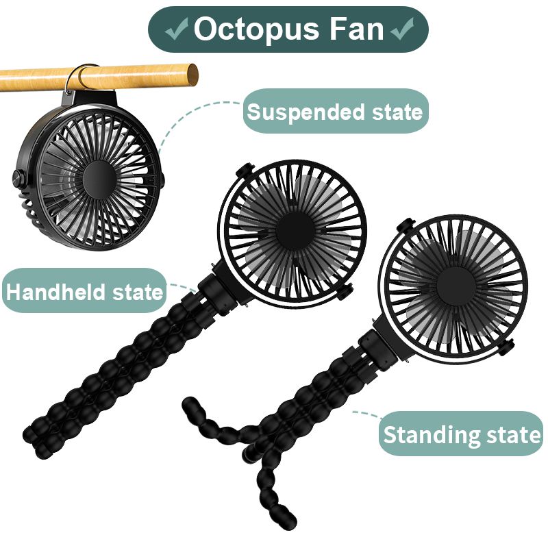 Flexible Clip Fan USB Rechargeable Tripod Mini Fan for Stroller - photo 3