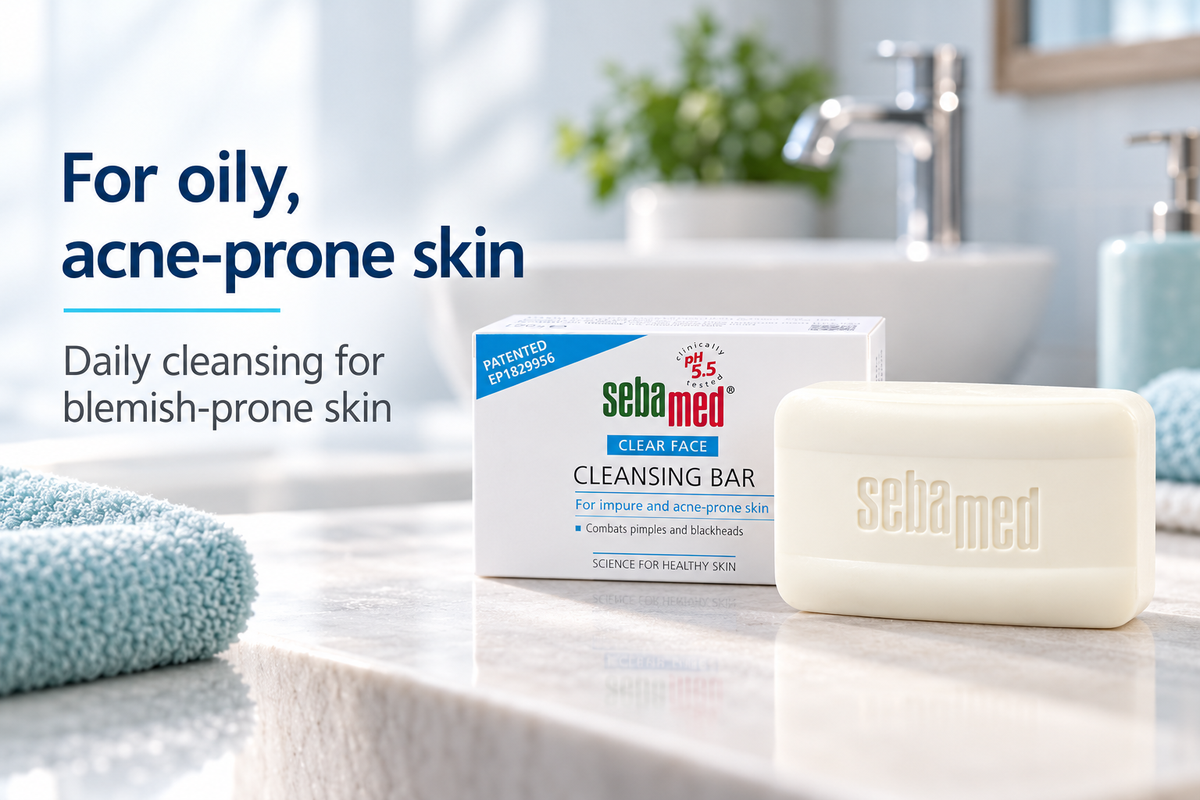Sebamed Clear Face Cleansing Bar for Oily & Acne-Prone Skin – 150 g (3pcs x 150 g )